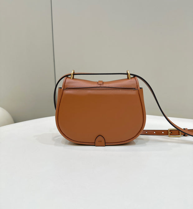 Brown Leather with Gold F Logo FN-058