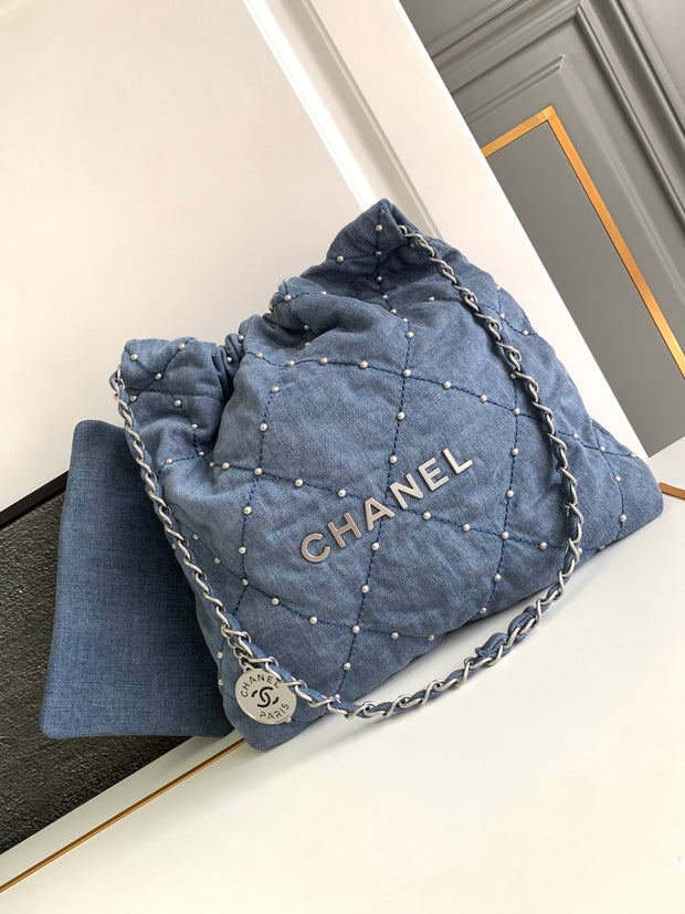 Denim Blue with Silver Chain Handle CH-054