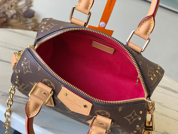 Mini Satchel Shape Brown with Gold Chain LV-010