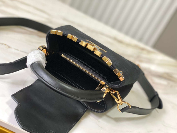 Rectangular Black Suede with Multicolor Details LV-020