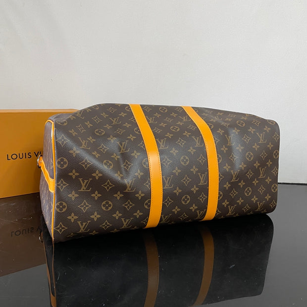 Duffle Shape Brown with Orange Straps LV-026