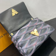 Quilted Rectangular Purple with Gold Chain LV-029