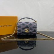 Quilted Rectangular Purple with Gold Chain LV-029