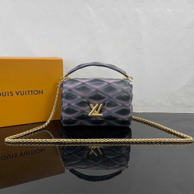 Quilted Rectangular Purple with Gold Chain LV-029