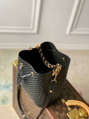 Bucket Shape Black with Gold Chain LV-036