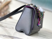 Rectangular Black with Iridescent Chain LV-038