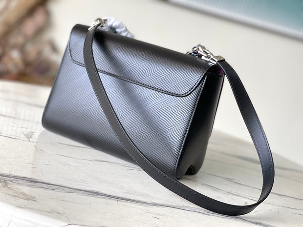 Rectangular Black with Iridescent Chain LV-038