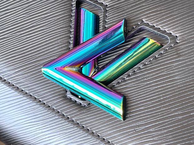 Rectangular Black with Iridescent Chain LV-038
