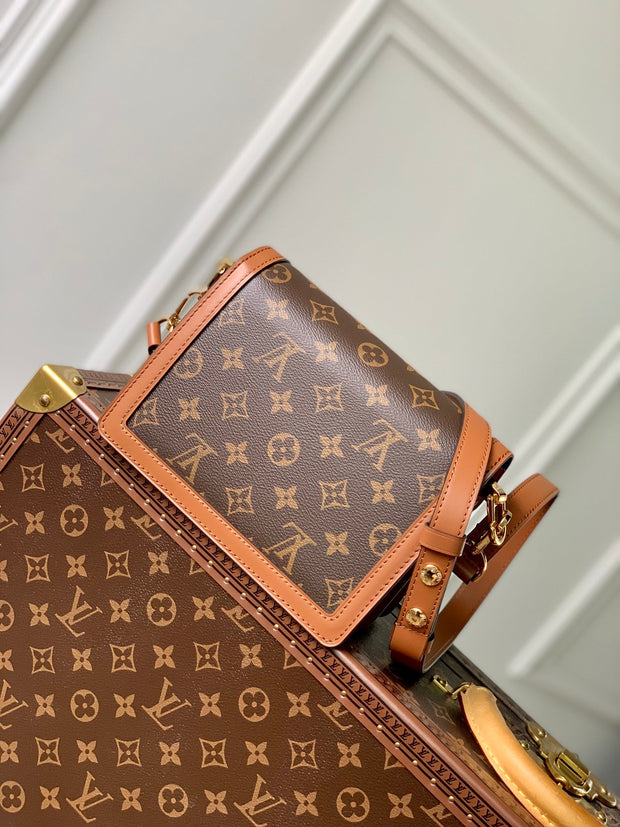 Rectangular Brown with Gold Buckle and Gold Chain LV-039