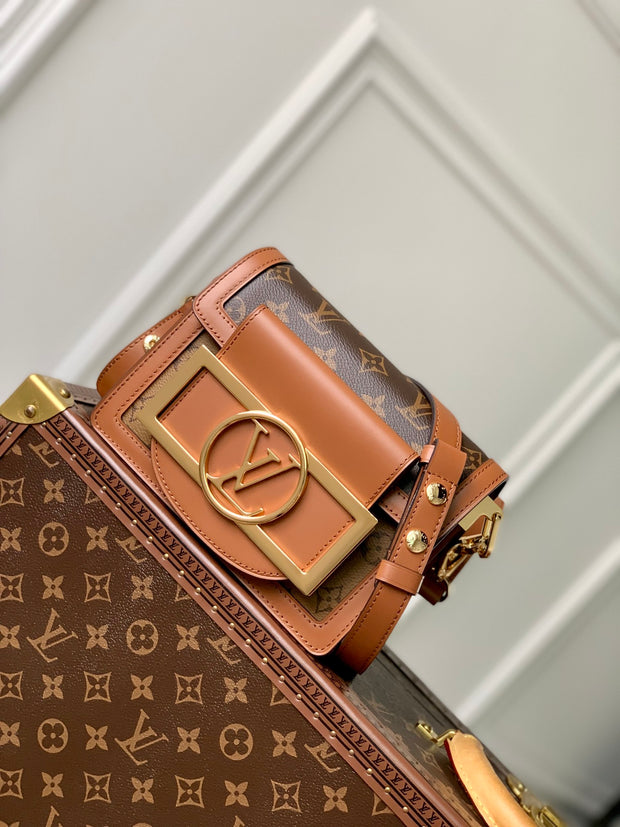 Rectangular Brown with Gold Buckle and Gold Chain LV-039