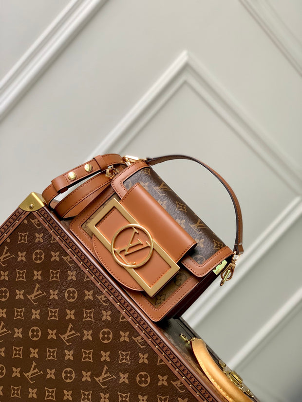 Rectangular Brown with Gold Buckle and Gold Chain LV-039