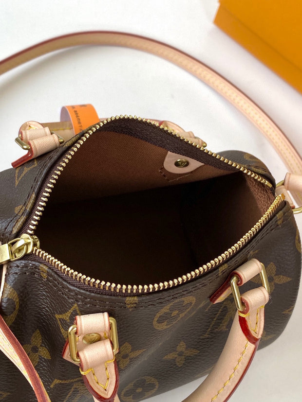Small Round Brown with Beige Handles LV-040