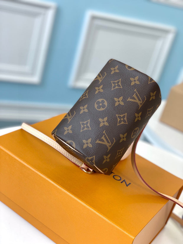 Small Round Brown with Beige Handles LV-040