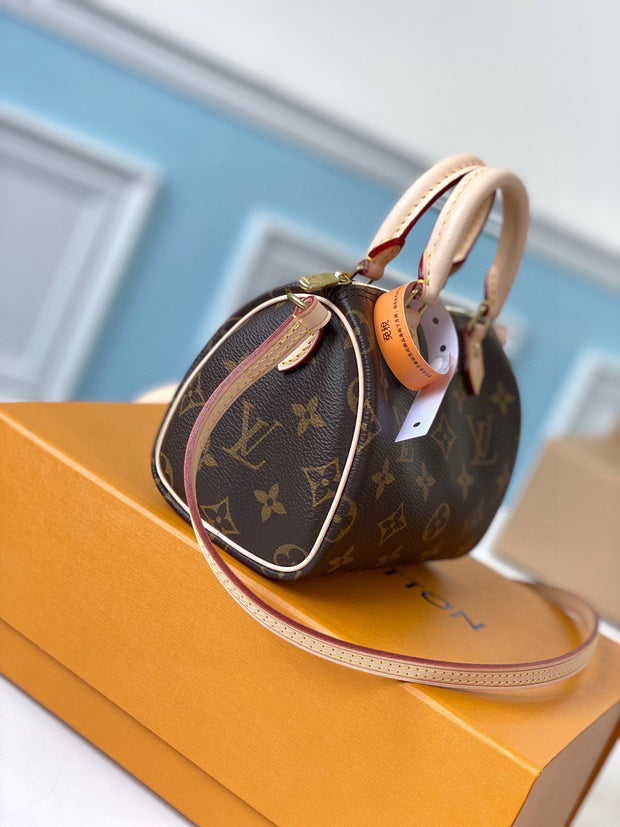 Small Round Brown with Beige Handles LV-040