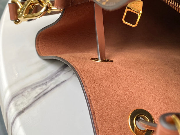Bucket Brown with Leather Drawstring LV-041