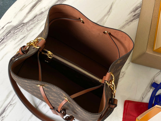 Bucket Brown with Leather Drawstring LV-041