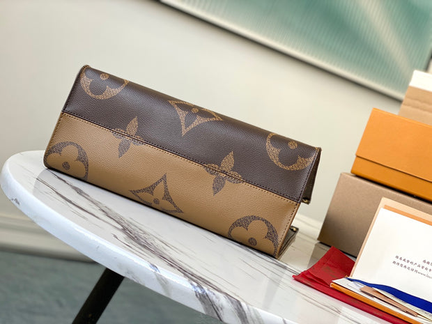 Small Round Brown with Beige Handles LV-042