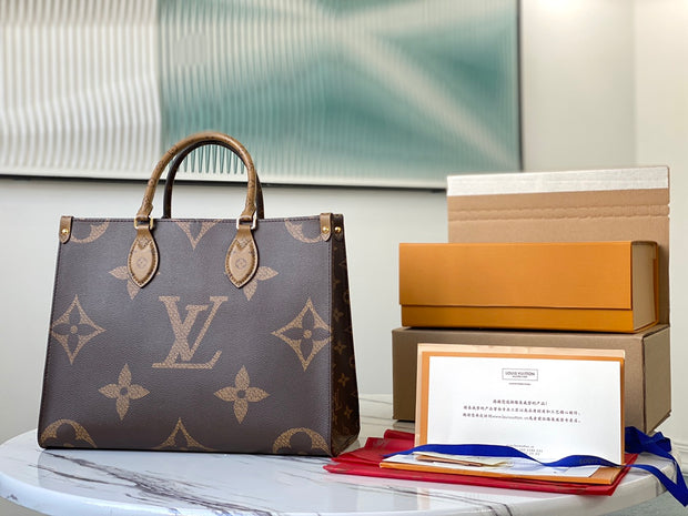 Small Round Brown with Beige Handles LV-042