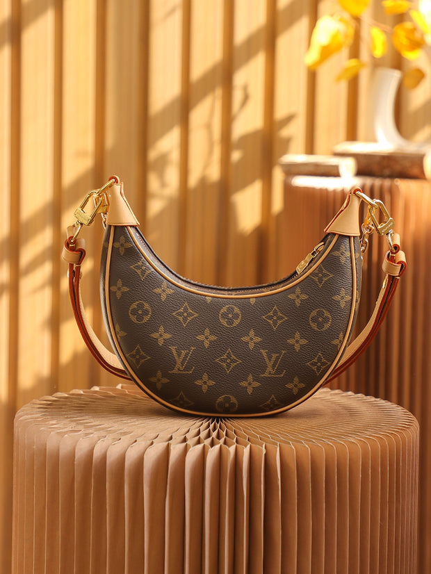 Small Round Brown with Beige Handles LV-042