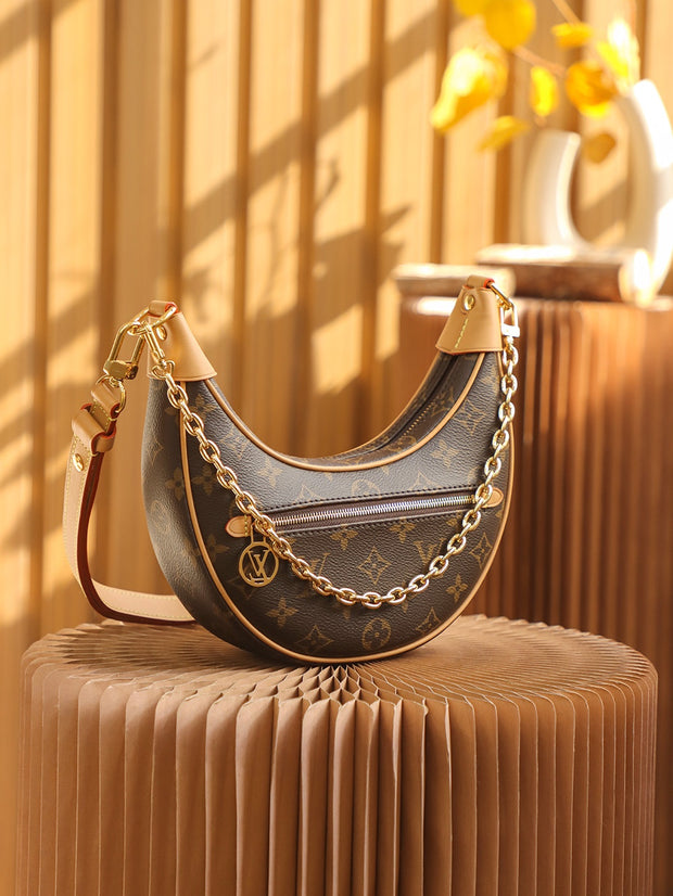 Small Round Brown with Beige Handles LV-042