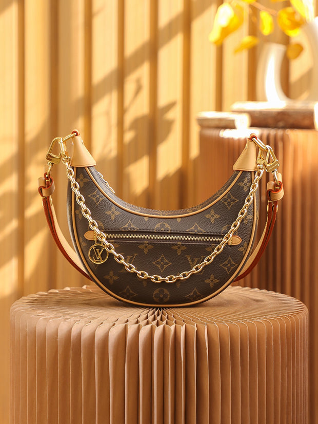 Small Round Brown with Beige Handles LV-042