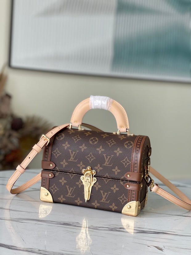 Mini Brown Vintage Box with Gold Lock LV-044