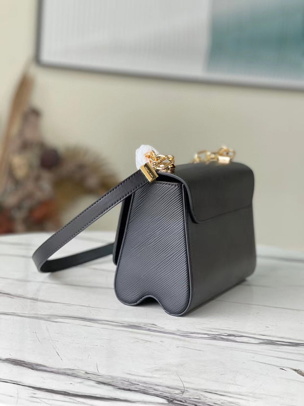 Black Leather with Gold Chain LV-045