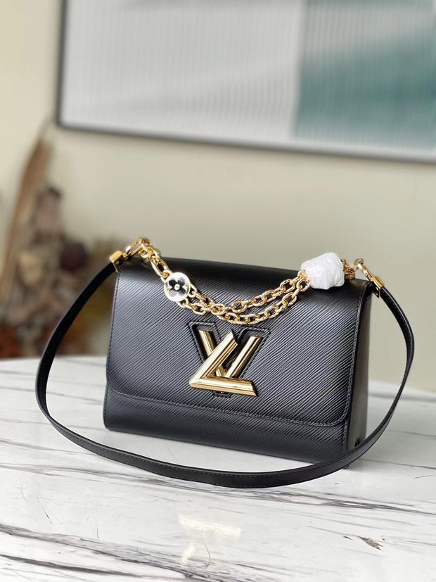 Black Leather with Gold Chain LV-045