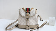 Beige GG Monogram Backpack with Chain GCC-002