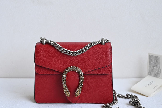 Crossbody with Chain Strap, Red, Rectangular Shape GCC-055