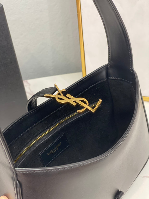 Black Leather with Gold Logo Hobo SL-010