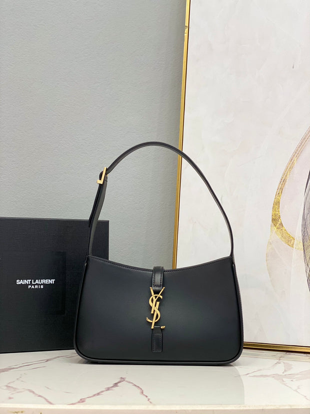 Black Leather with Gold Logo Hobo SL-010