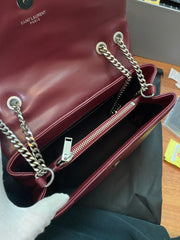Burgundy Leather with Gold Logo Chevron SL-011