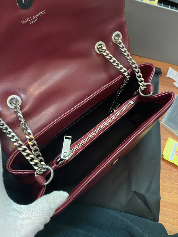 Burgundy Leather with Gold Logo Chevron SL-011