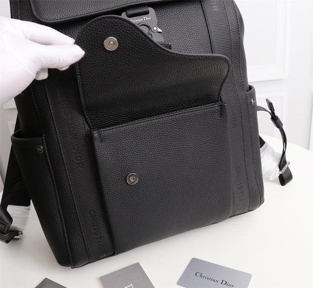 Black Leather Backpack with Gold Lock LV-049
