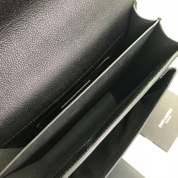 Black Leather with Silver Logo Flap SL-012