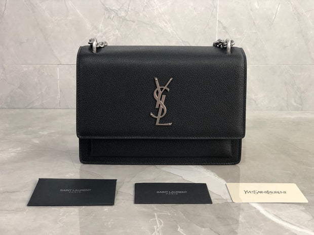 Black Leather with Silver Logo Flap SL-012