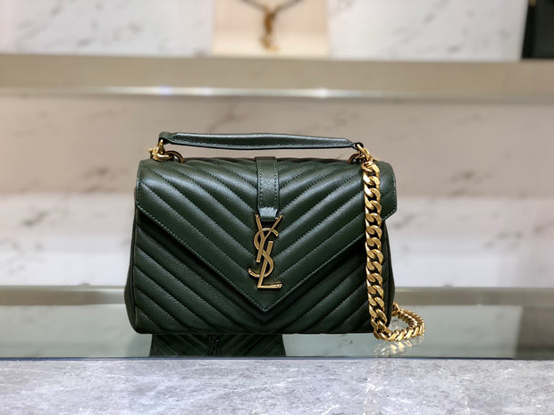Green Leather with Gold Logo Chevron SL-013