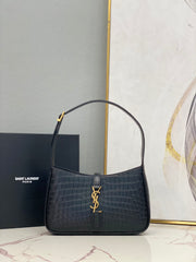 Black Crocodile Leather with Gold Logo Hobo SL-014