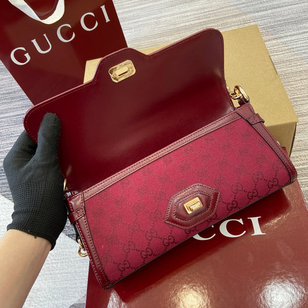 Clutch with Strap, Red and Burgundy, Rectangular Shape GCC-023