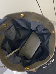 Olive Leather with Gold Logo Tote SL-019