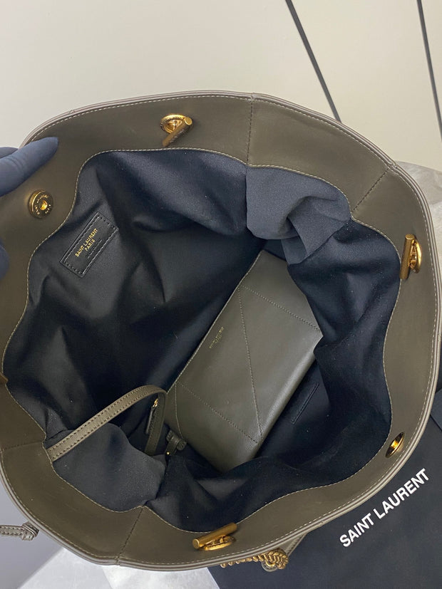 Olive Leather with Gold Logo Tote SL-019
