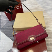 Clutch with Strap, Red and Burgundy, Rectangular Shape GCC-023