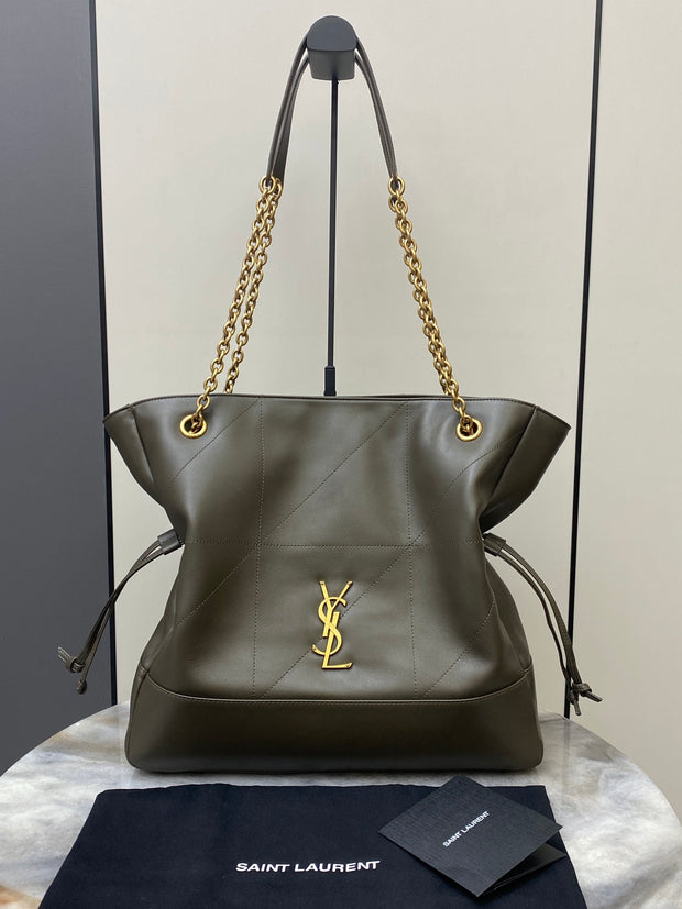 Olive Leather with Gold Logo Tote SL-019