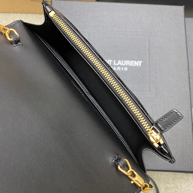 Black Patent Leather with Gold Logo Chevron SL-020