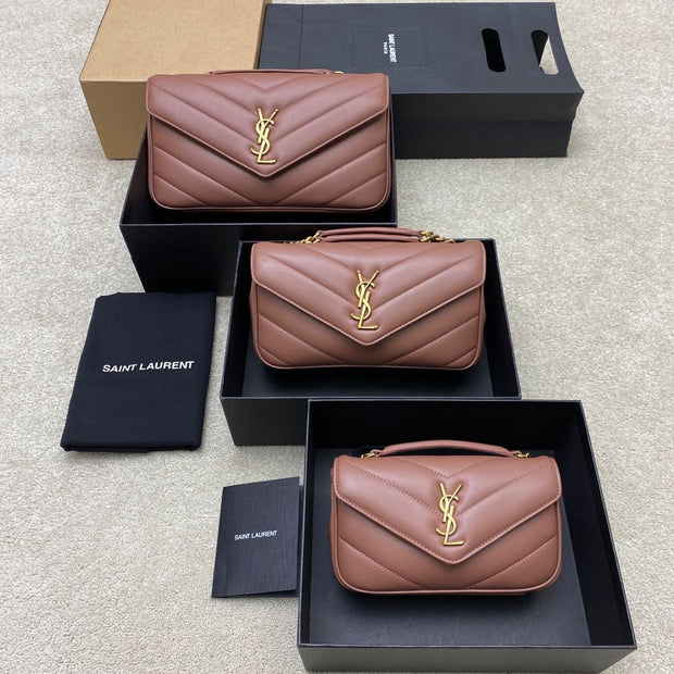 Brown Leather with Gold Logo Chevron SL-024