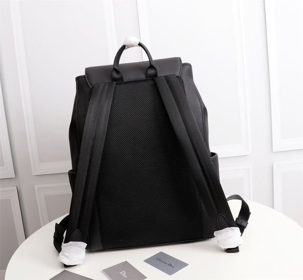 Black Leather Backpack with Gold Lock LV-049