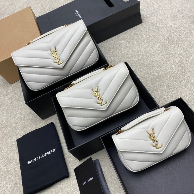 White Leather with Gold Logo Chevron SL-025