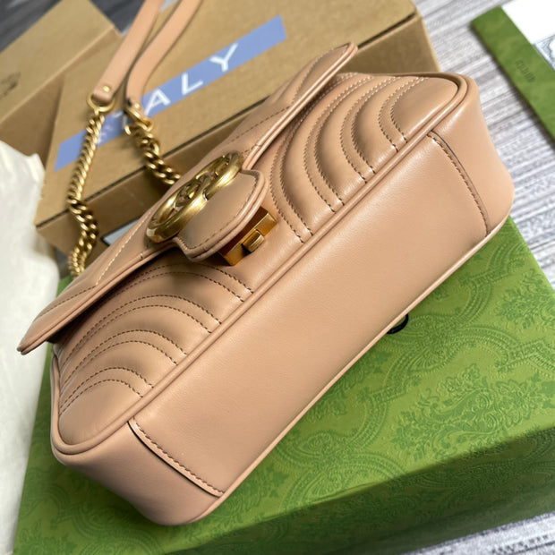 Shoulder with Chain Strap, Beige, Quilted Rectangular Shape GCC-030