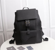 Black Leather Backpack with Gold Lock LV-049